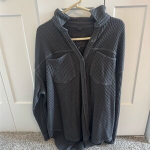 Aerie Charcoal Waffle Knit Top
